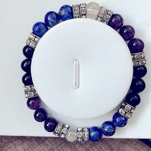 (SOLD) Amethyst, Onyx, and Lapis Bracelet